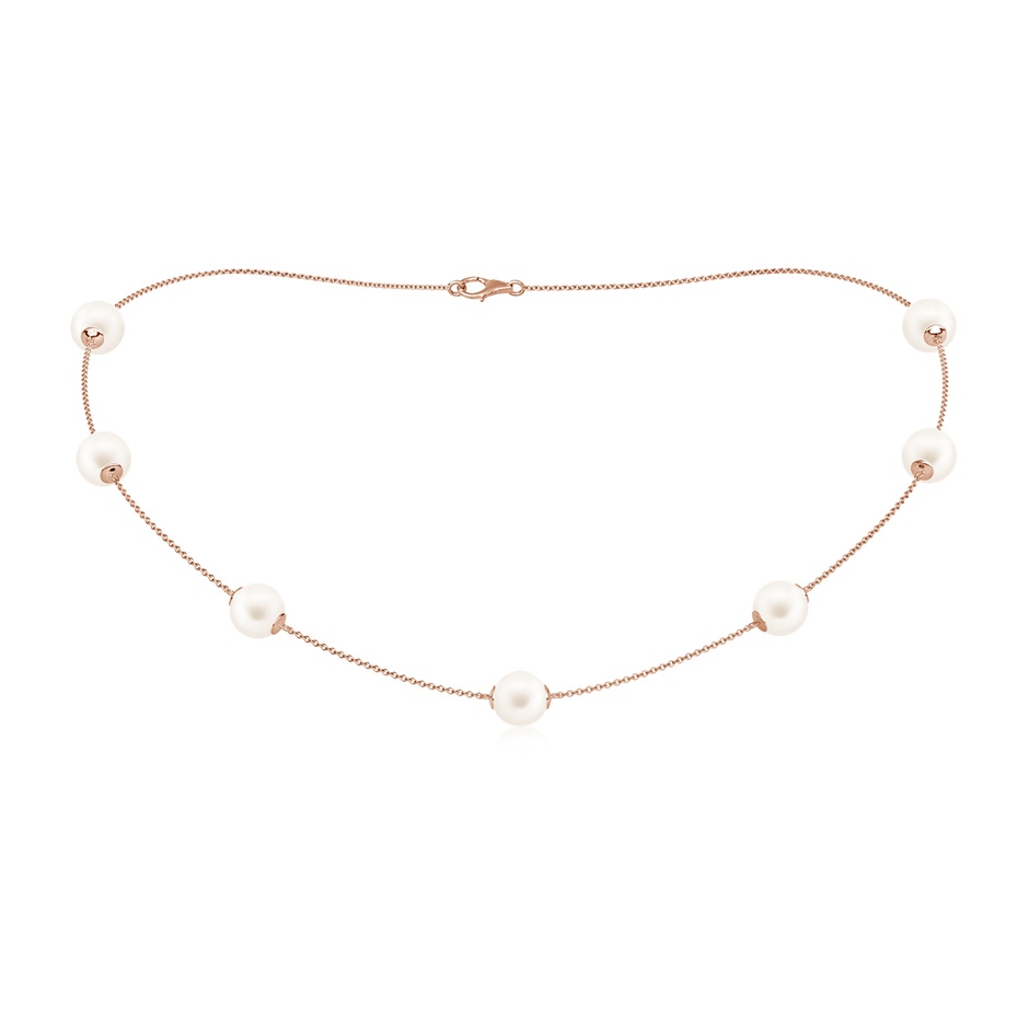 8-8.5mm AA 16" Freshwater Pearl Station Necklace in Rose Gold 