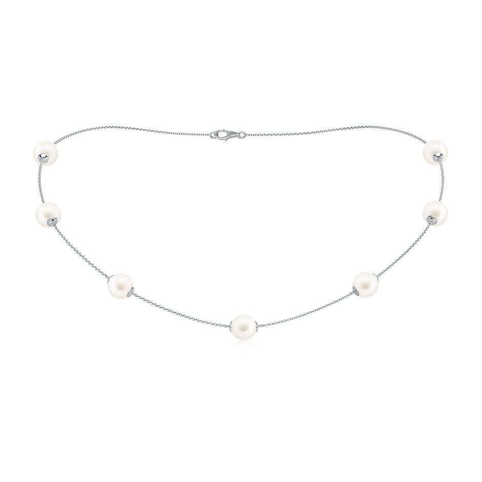 8-8.5mm AA 16" Freshwater Pearl Station Necklace in White Gold 