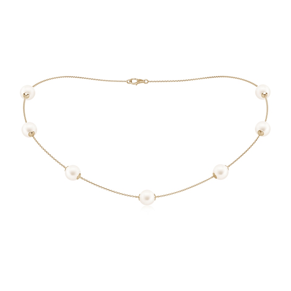 8-8.5mm AA 16" Freshwater Pearl Station Necklace in Yellow Gold 