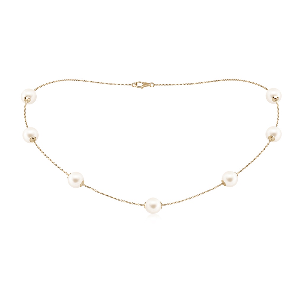 8-8.5mm AAA 16" Freshwater Pearl Station Necklace in Yellow Gold