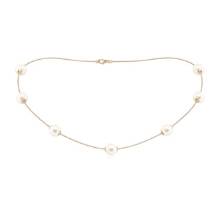 8-8.5mm AAA 16" Freshwater Pearl Station Necklace in Yellow Gold