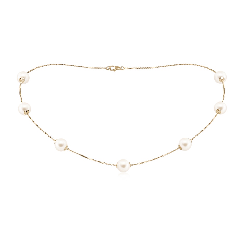 8-8.5mm AAA 16" Freshwater Pearl Station Necklace in Yellow Gold 