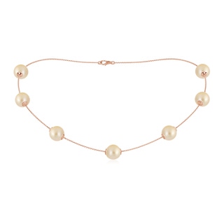 10-10.5mm AA 16" Golden South Sea Pearl Station Necklace in Rose Gold