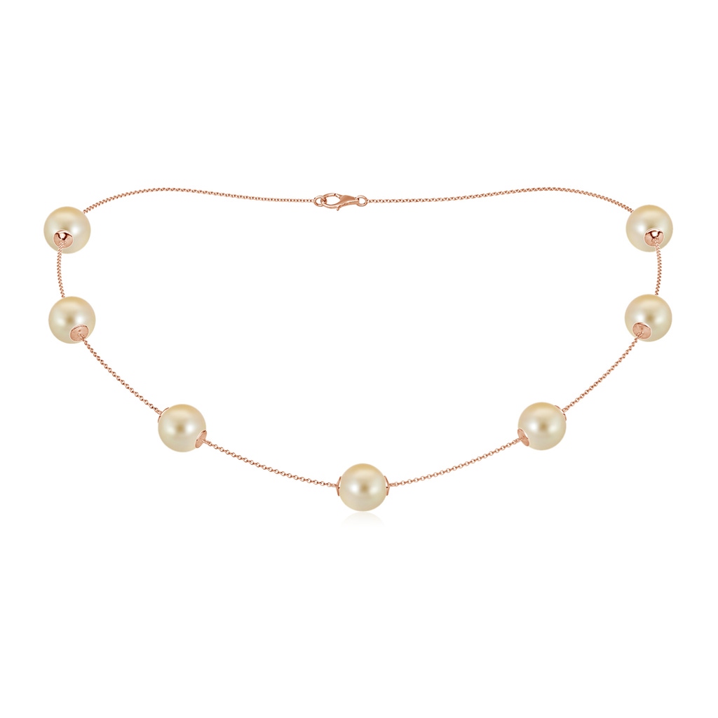 10-10.5mm AAA 16" Golden South Sea Pearl Station Necklace in Rose Gold 