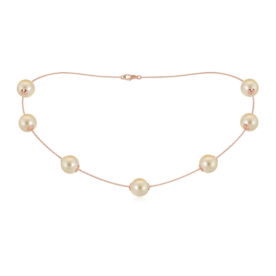 10-10.5mm AAA 16" Golden South Sea Pearl Station Necklace in Rose Gold 