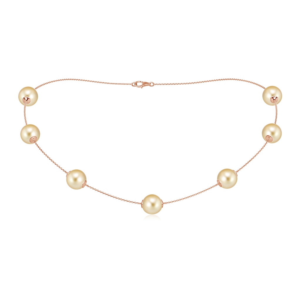 10-10.5mm AAAA 16" Golden South Sea Pearl Station Necklace in Rose Gold