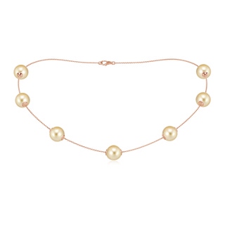 10-10.5mm AAAA 16" Golden South Sea Pearl Station Necklace in Rose Gold