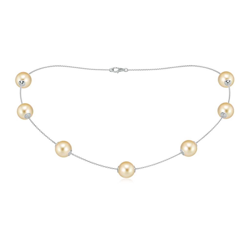 10-10.5mm AAAA 16" Golden South Sea Pearl Station Necklace in White Gold