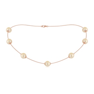 9-9.5mm AA 16" Golden South Sea Pearl Station Necklace in Rose Gold