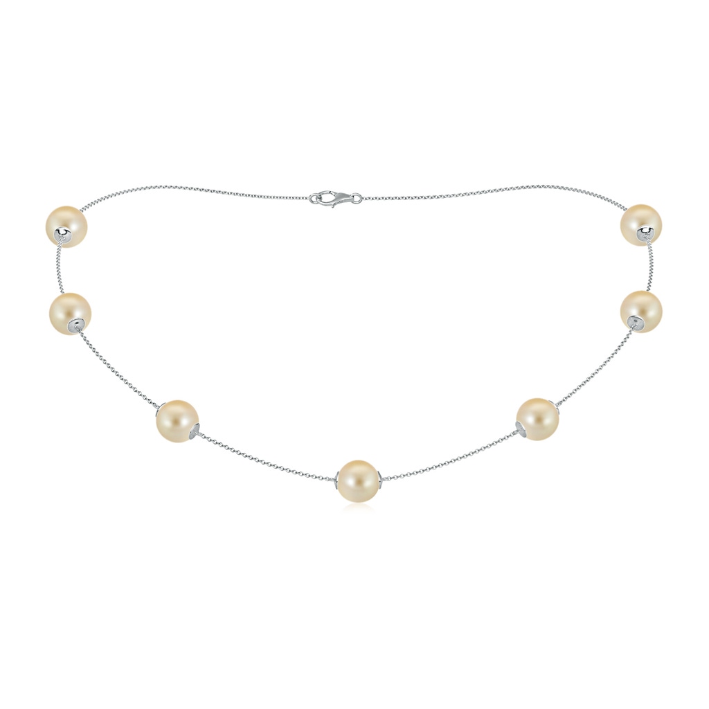 9-9.5mm AAA 16" Golden South Sea Pearl Station Necklace in White Gold