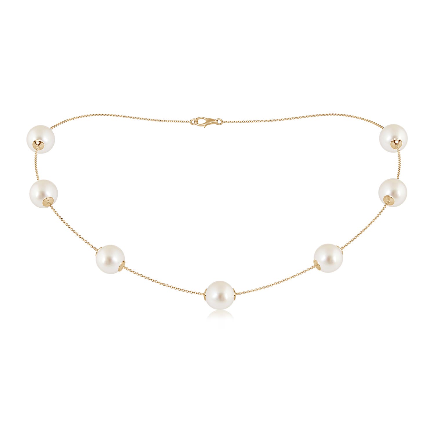 10-10.5mm AAAA 16" South Sea Pearl Station Necklace in Yellow Gold