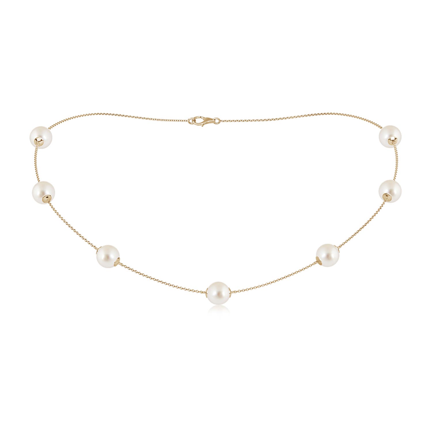 8-8.5mm AAAA 16" South Sea Pearl Station Necklace in Yellow Gold