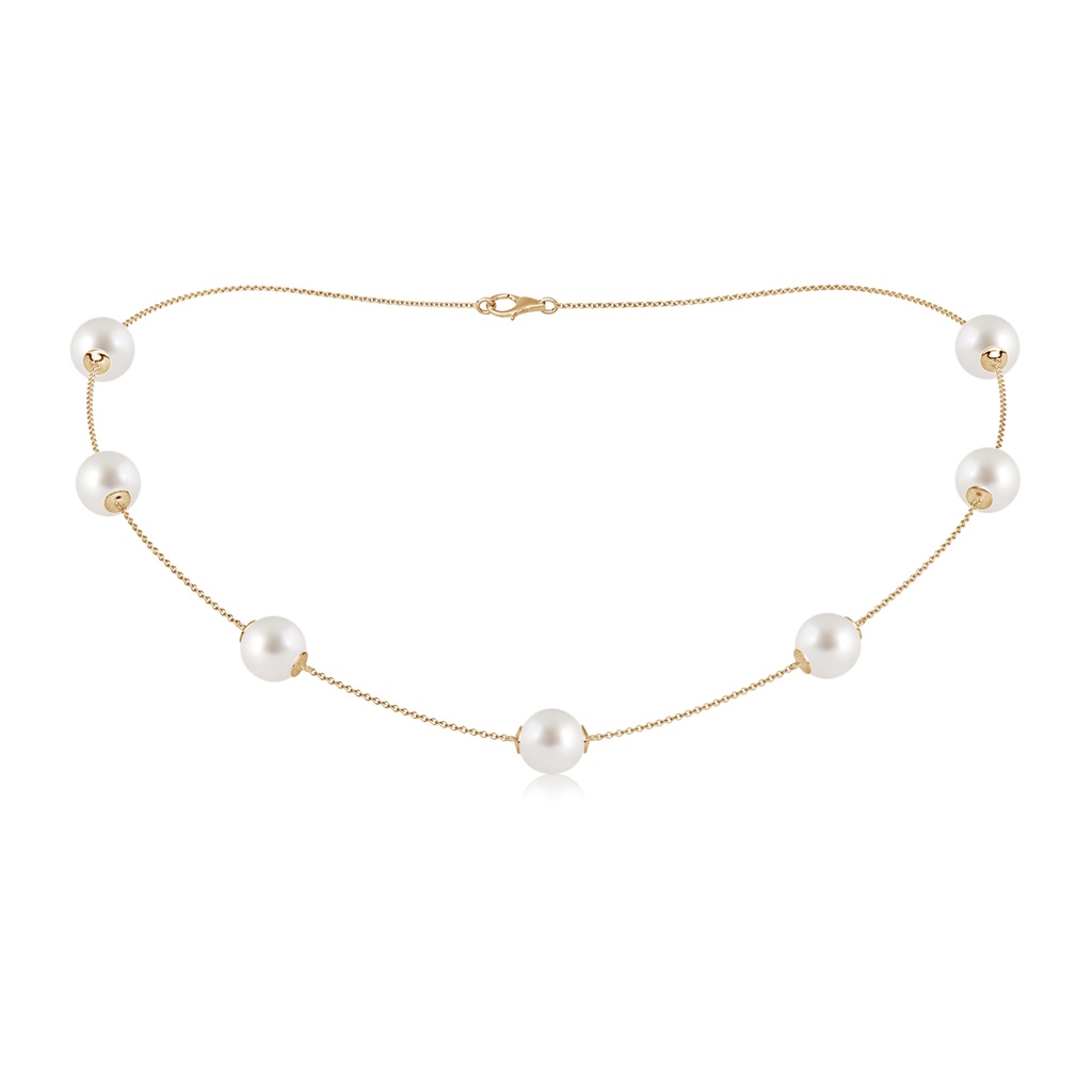 9-9.5mm AAA 16" South Sea Pearl Station Necklace in Yellow Gold