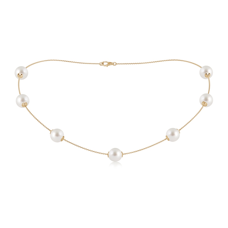 9-9.5mm AAA 16" South Sea Pearl Station Necklace in Yellow Gold 