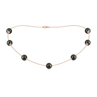 9-9.5mm AAAA 16" Tahitian Pearl Station Necklace in Rose Gold