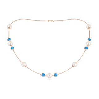 8mm AAAA 18" Freshwater Pearl & Swiss Blue Topaz Necklace in Rose Gold