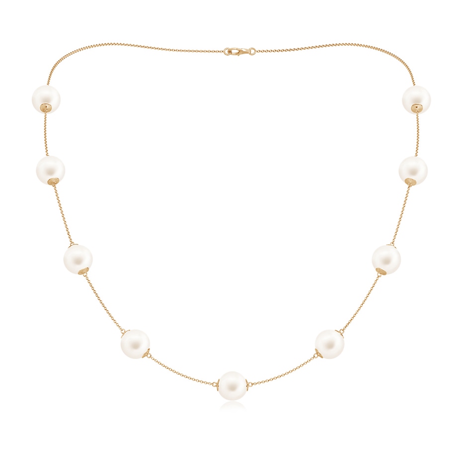 10-10.5mm AA 20" Freshwater Pearl Station Necklace in Yellow Gold 