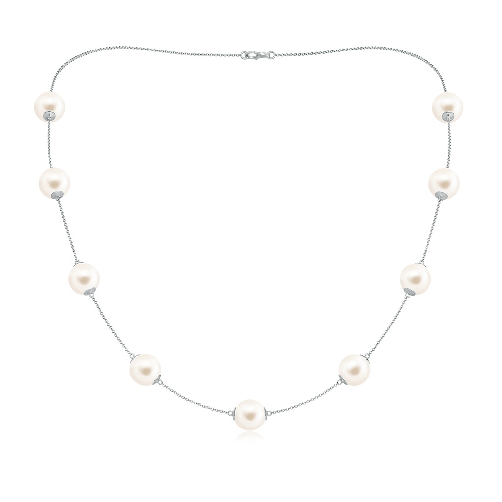 10-10.5mm AAA 20" Freshwater Pearl Station Necklace in White Gold