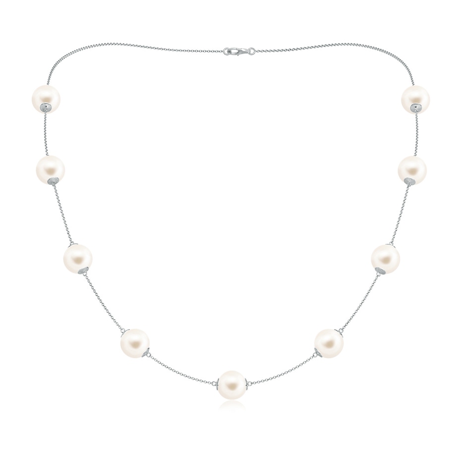 10-10.5mm AAA 20" Freshwater Pearl Station Necklace in White Gold 