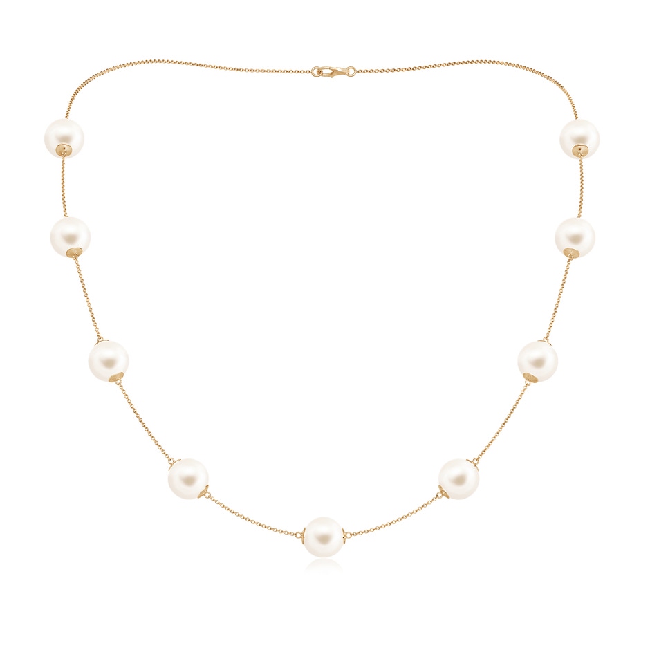 10-10.5mm AAA 20" Freshwater Pearl Station Necklace in Yellow Gold 