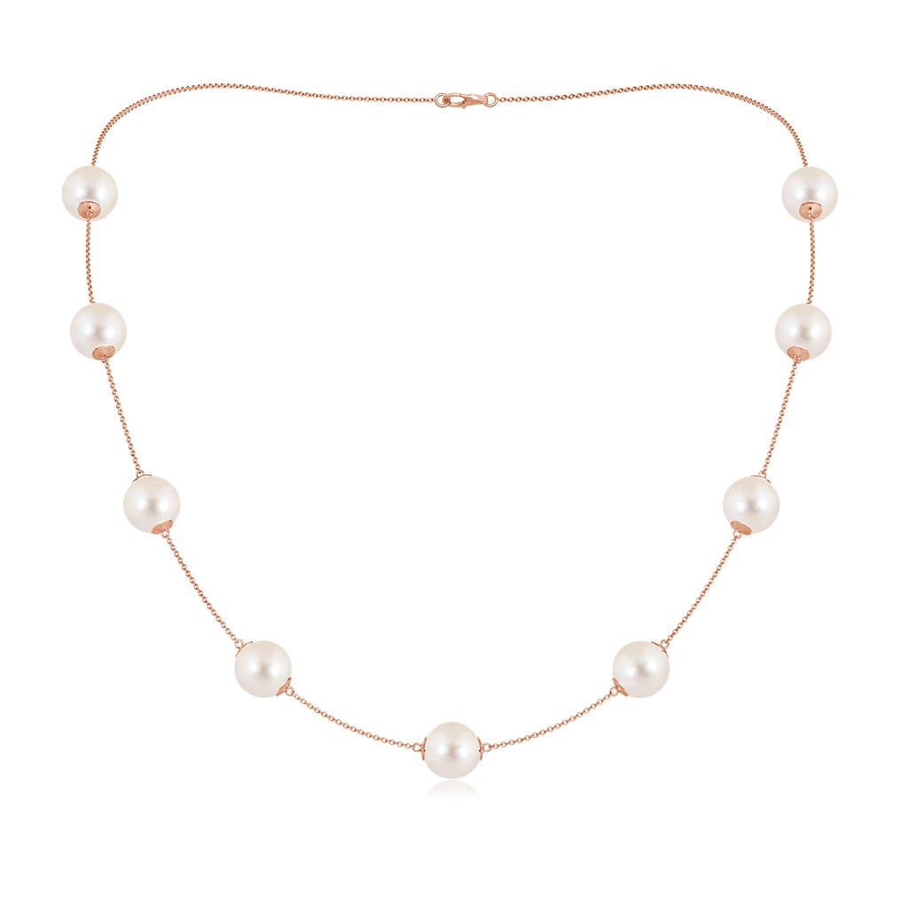 10-10.5mm AAAA 20" Freshwater Pearl Station Necklace in Rose Gold
