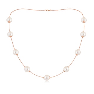 10-10.5mm AAAA 20" Freshwater Pearl Station Necklace in Rose Gold