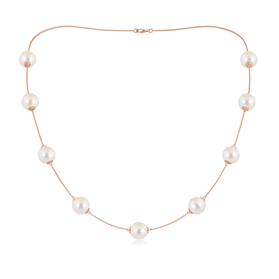 10-10.5mm AAAA 20" Freshwater Pearl Station Necklace in Rose Gold 