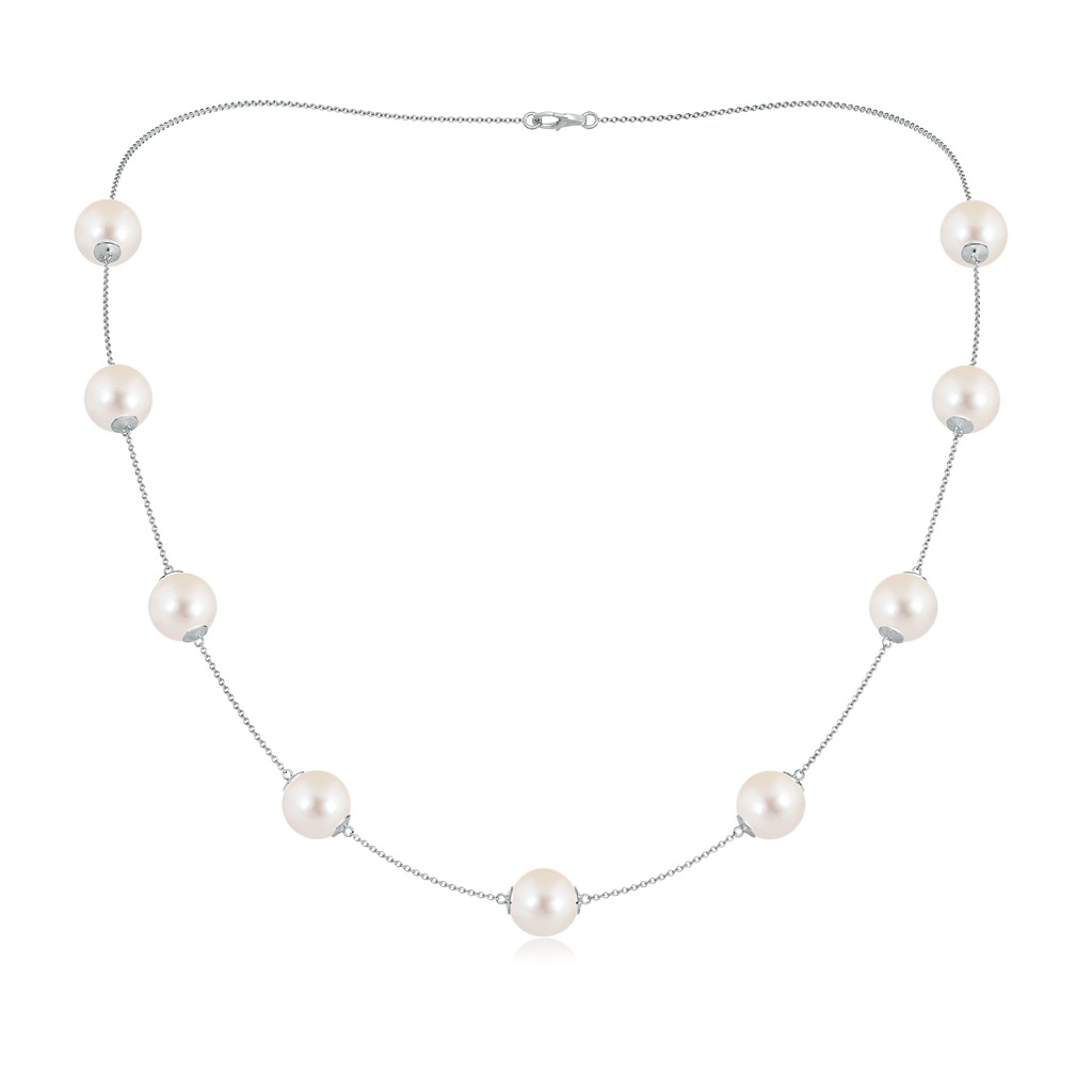 10-10.5mm AAAA 20" Freshwater Pearl Station Necklace in White Gold
