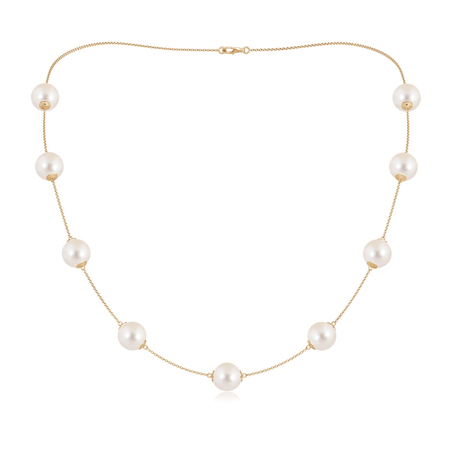 10-10.5mm AAAA 20" Freshwater Pearl Station Necklace in Yellow Gold 