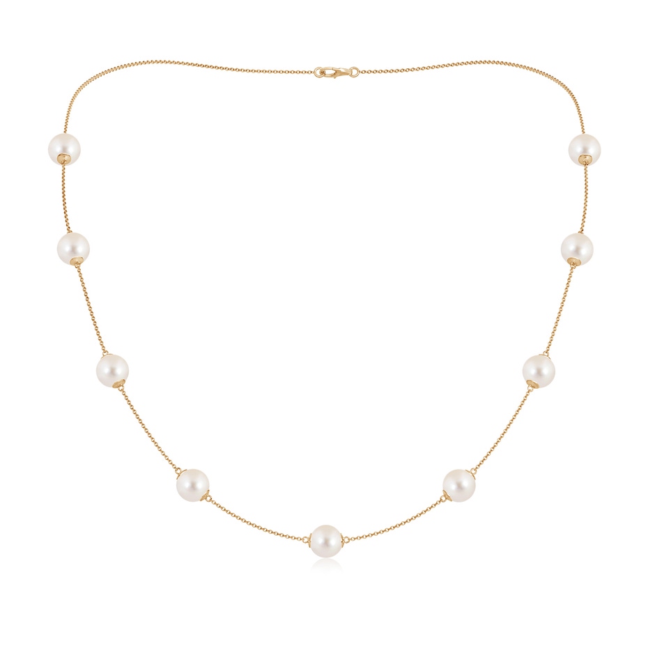 8-8.5mm AAAA 20" Freshwater Pearl Station Necklace in Yellow Gold 