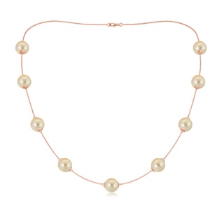 10-10.5mm AAA 20" Golden South Sea Pearl Station Necklace in Rose Gold