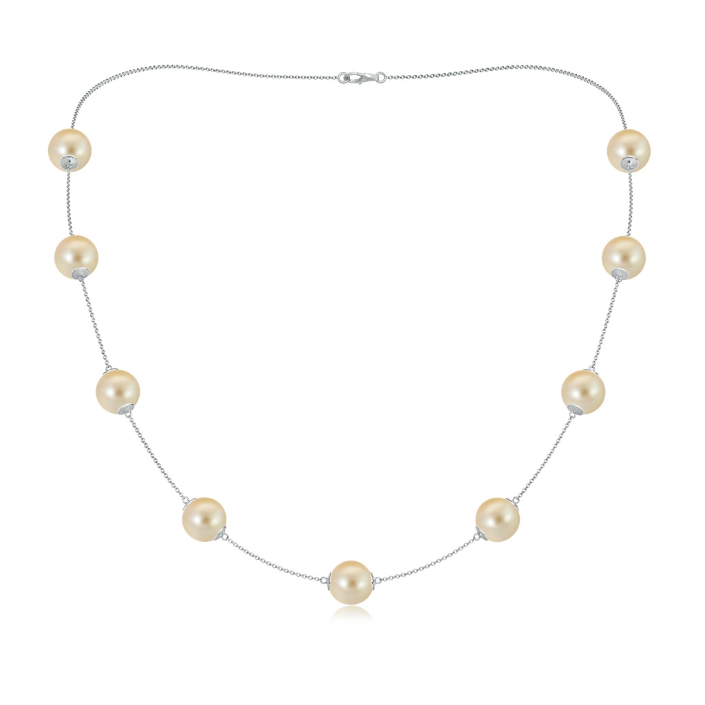 10-10.5mm AAA 20" Golden South Sea Pearl Station Necklace in White Gold