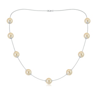 10-10.5mm AAA 20" Golden South Sea Pearl Station Necklace in White Gold