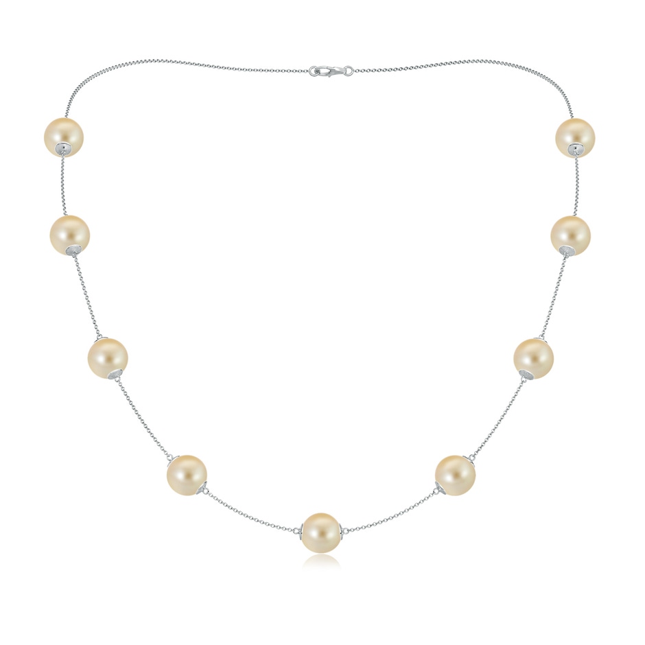 10-10.5mm AAA 20" Golden South Sea Pearl Station Necklace in White Gold 