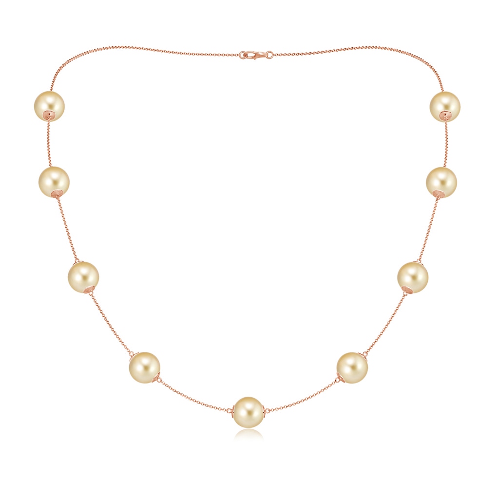 10-10.5mm AAAA 20" Golden South Sea Pearl Station Necklace in Rose Gold