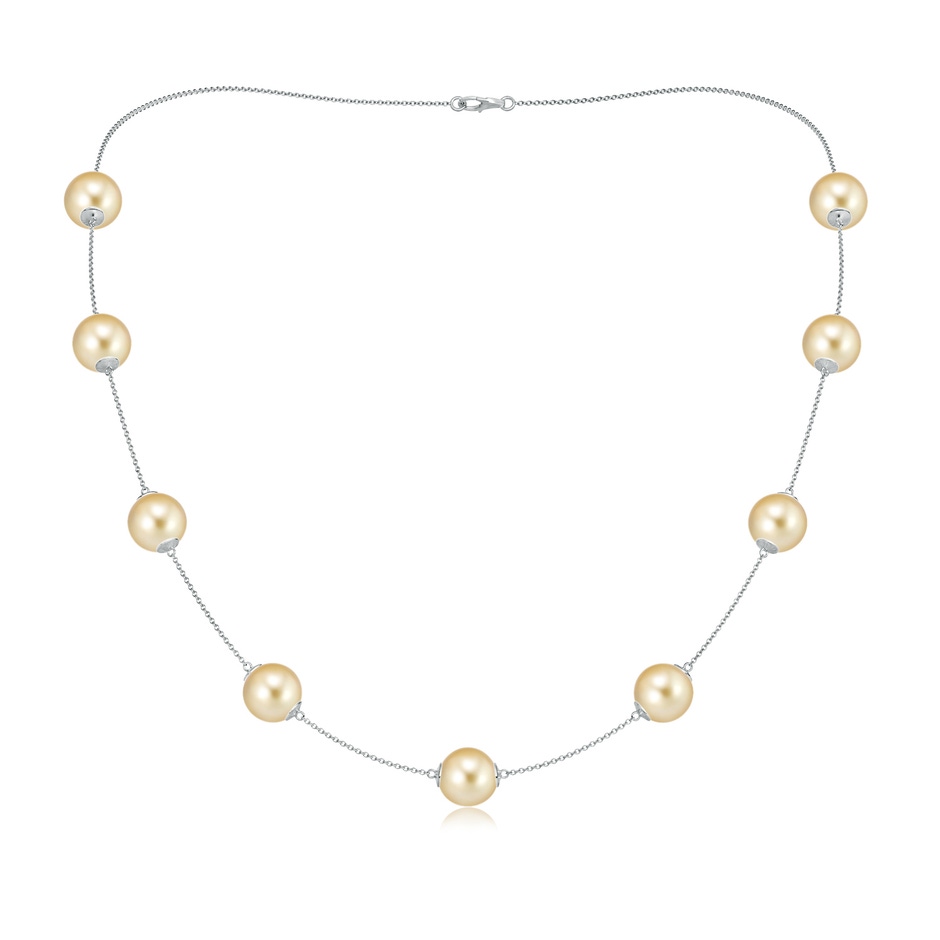 10-10.5mm AAAA 20" Golden South Sea Pearl Station Necklace in White Gold 