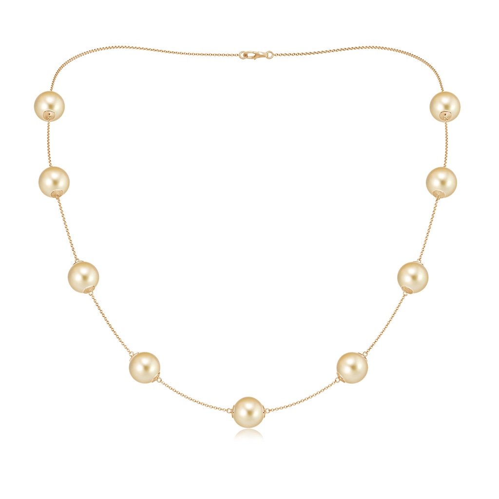 10-10.5mm AAAA 20" Golden South Sea Pearl Station Necklace in Yellow Gold