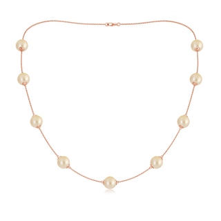 9-9.5mm AA 20" Golden South Sea Pearl Station Necklace in Rose Gold