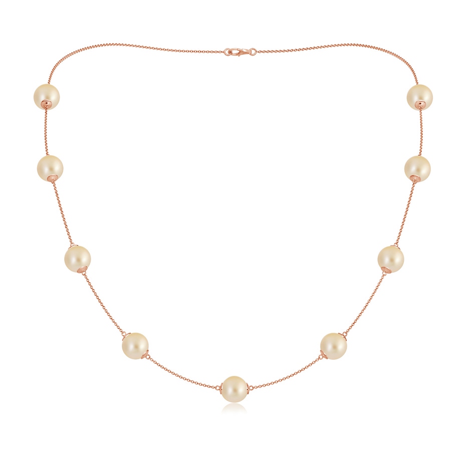 9-9.5mm AA 20" Golden South Sea Pearl Station Necklace in Rose Gold 