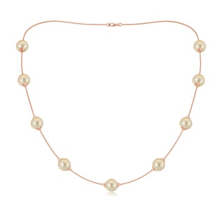 9-9.5mm AAA 20" Golden South Sea Pearl Station Necklace in Rose Gold