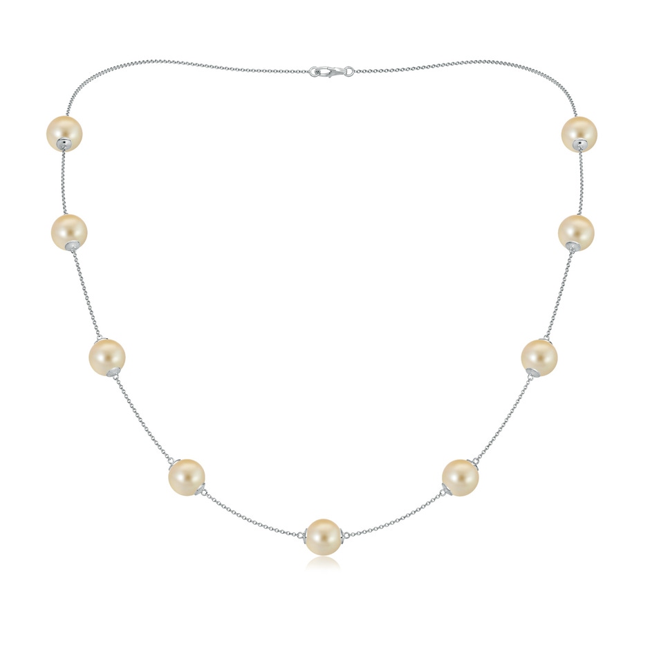 9-9.5mm AAA 20" Golden South Sea Pearl Station Necklace in White Gold 