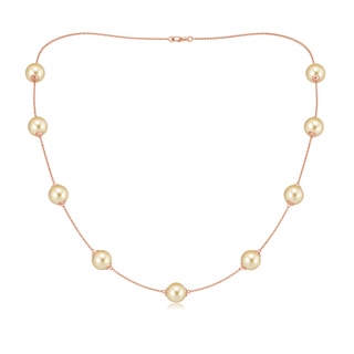 9-9.5mm AAAA 20" Golden South Sea Pearl Station Necklace in Rose Gold