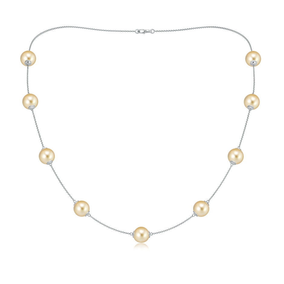 9-9.5mm AAAA 20" Golden South Sea Pearl Station Necklace in White Gold 