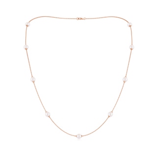 6-6.5mm AA 22" Japanese Akoya Pearl Station Necklace in Rose Gold