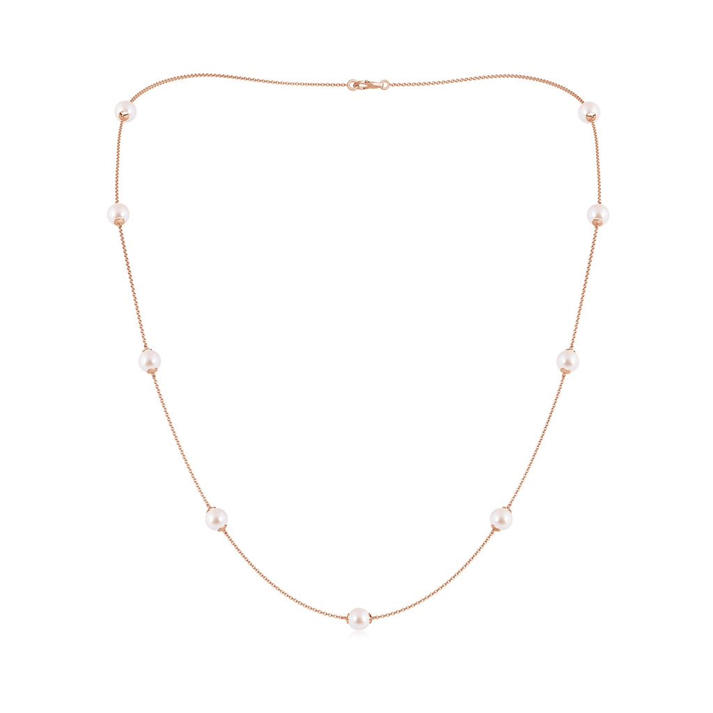 6-6.5mm AAA 22" Japanese Akoya Pearl Station Necklace in Rose Gold