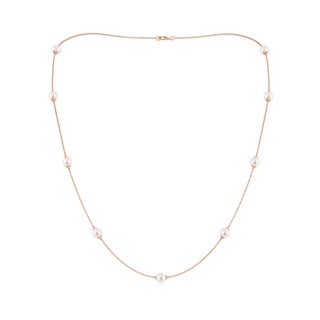 6-6.5mm AAA 22" Japanese Akoya Pearl Station Necklace in Rose Gold