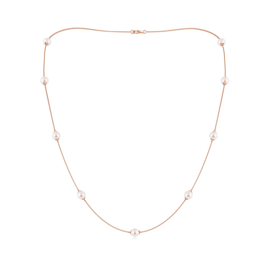 6-6.5mm AAA 22" Japanese Akoya Pearl Station Necklace in Rose Gold 