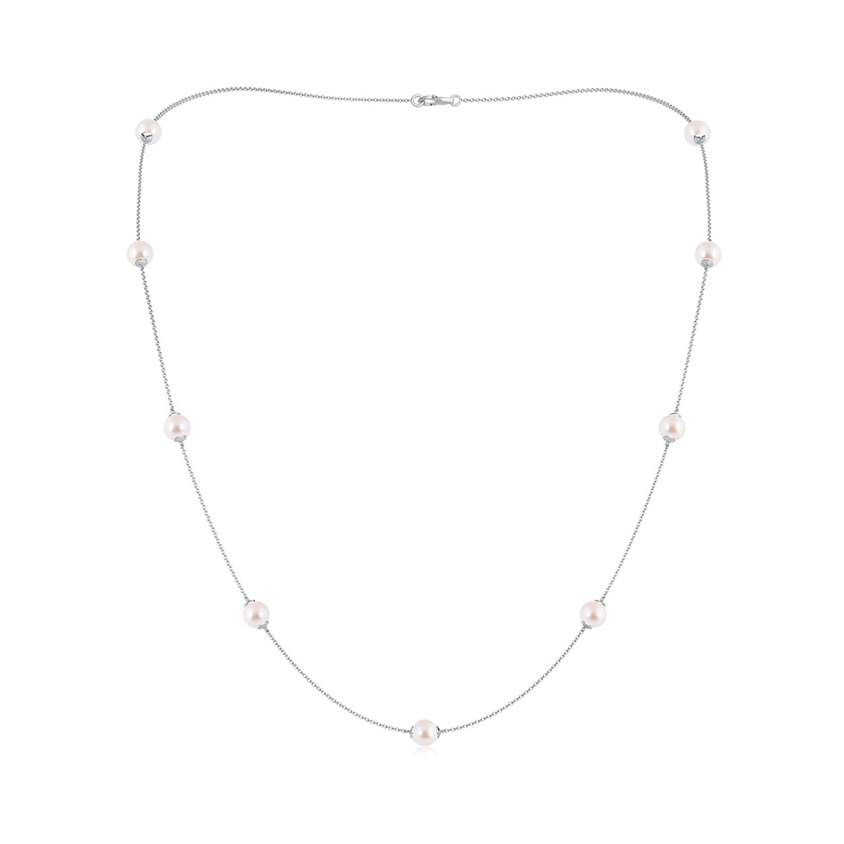 6-6.5mm AAA 22" Japanese Akoya Pearl Station Necklace in White Gold 