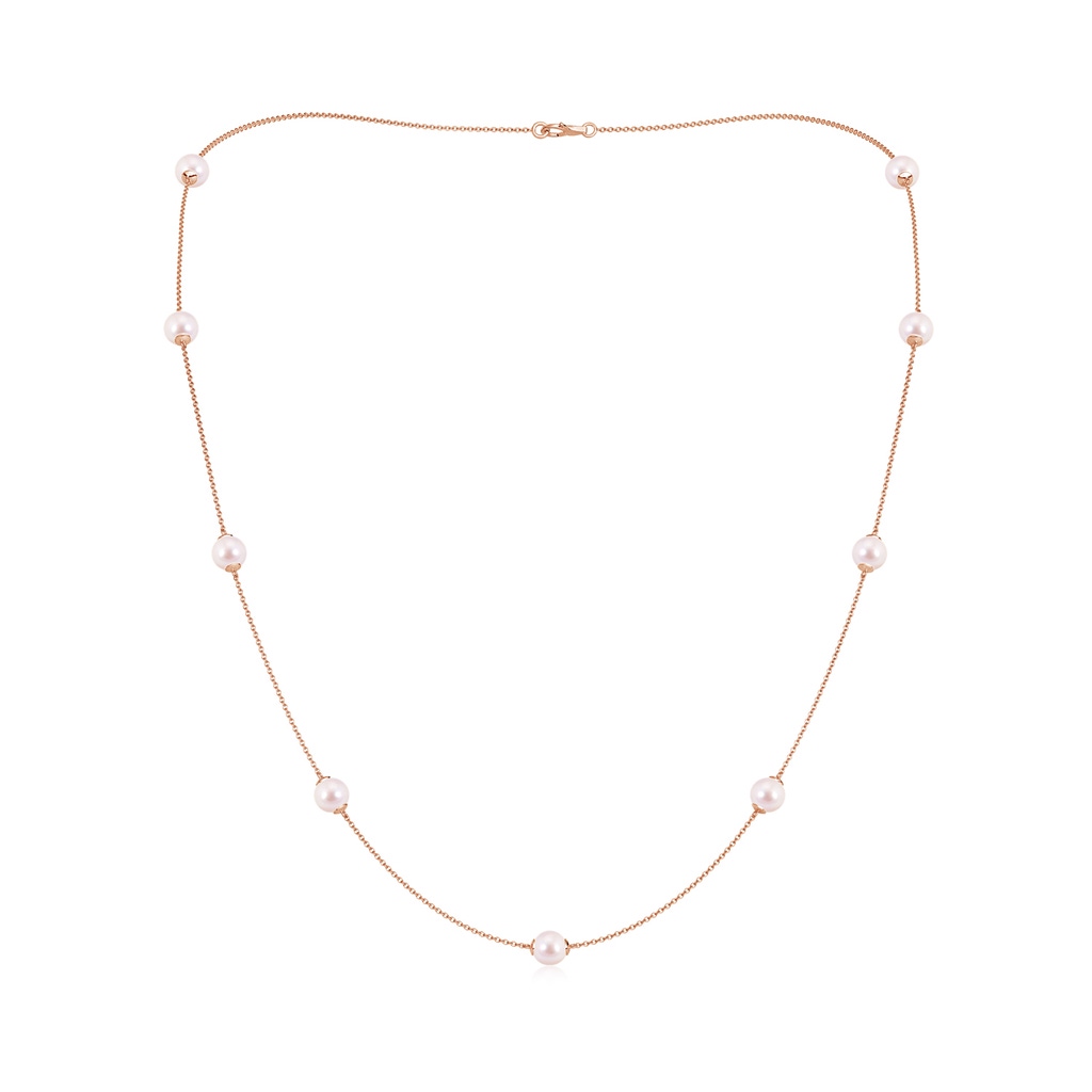 6-6.5mm AAAA 22" Japanese Akoya Pearl Station Necklace in Rose Gold