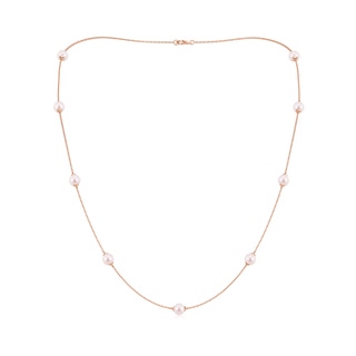 6-6.5mm AAAA 22" Japanese Akoya Pearl Station Necklace in Rose Gold